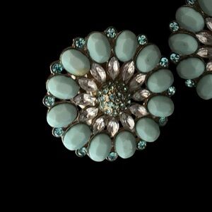 Vintage Turquoise and Crystal Flower Ring